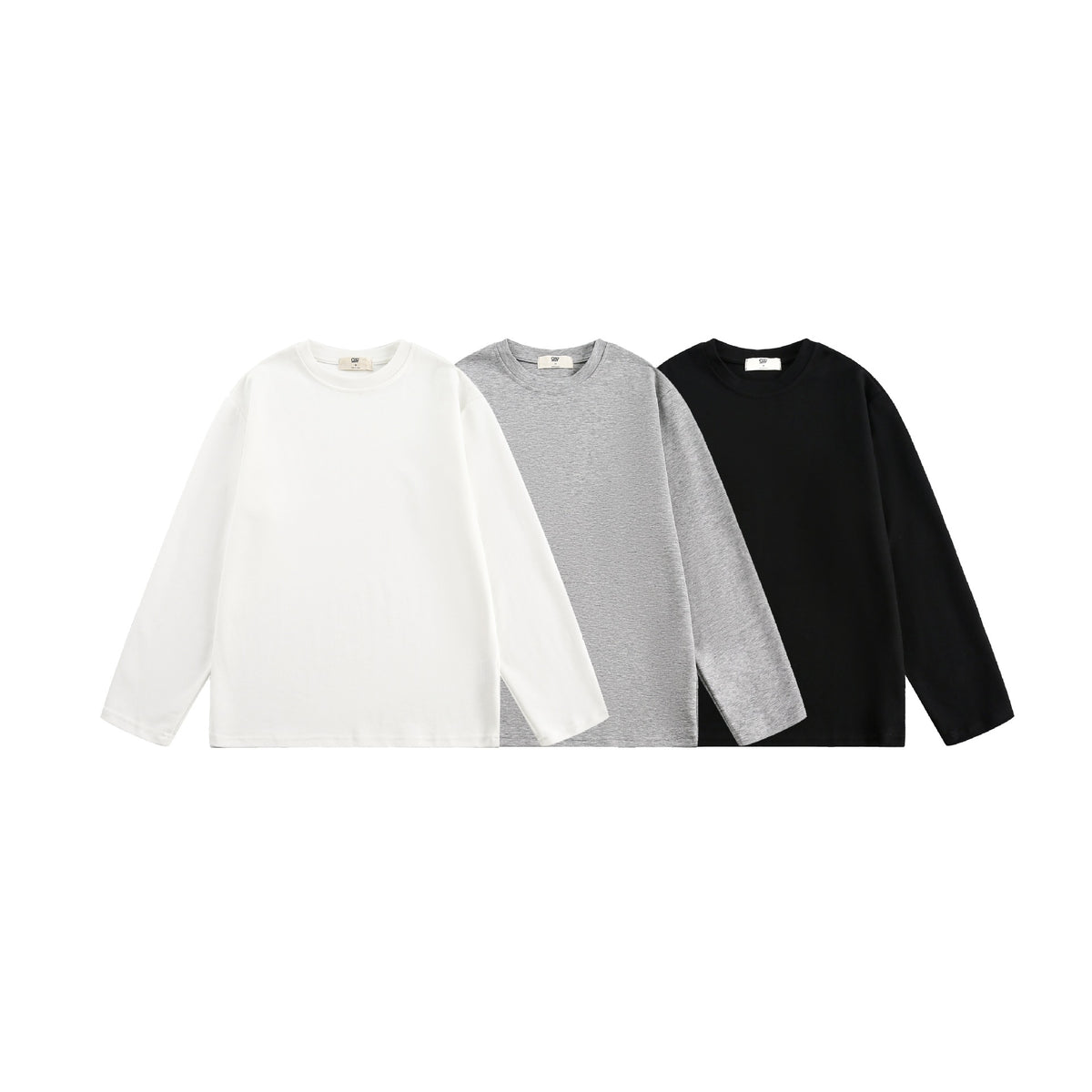 Color Loose Long Sleeve T-Shirt Unisex Crew Neck Top