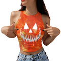 Skeleton Head Digital Print Short Crop Top for Summer