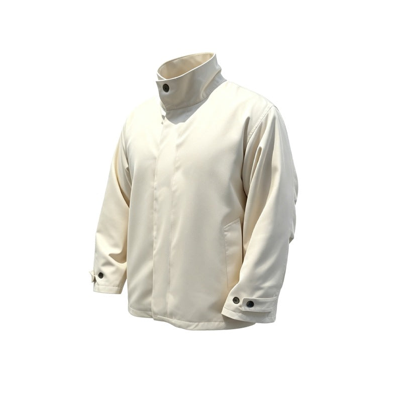 Casual Solid Color Loose Oversized Stand Collar Trench Coat Jacket for Men