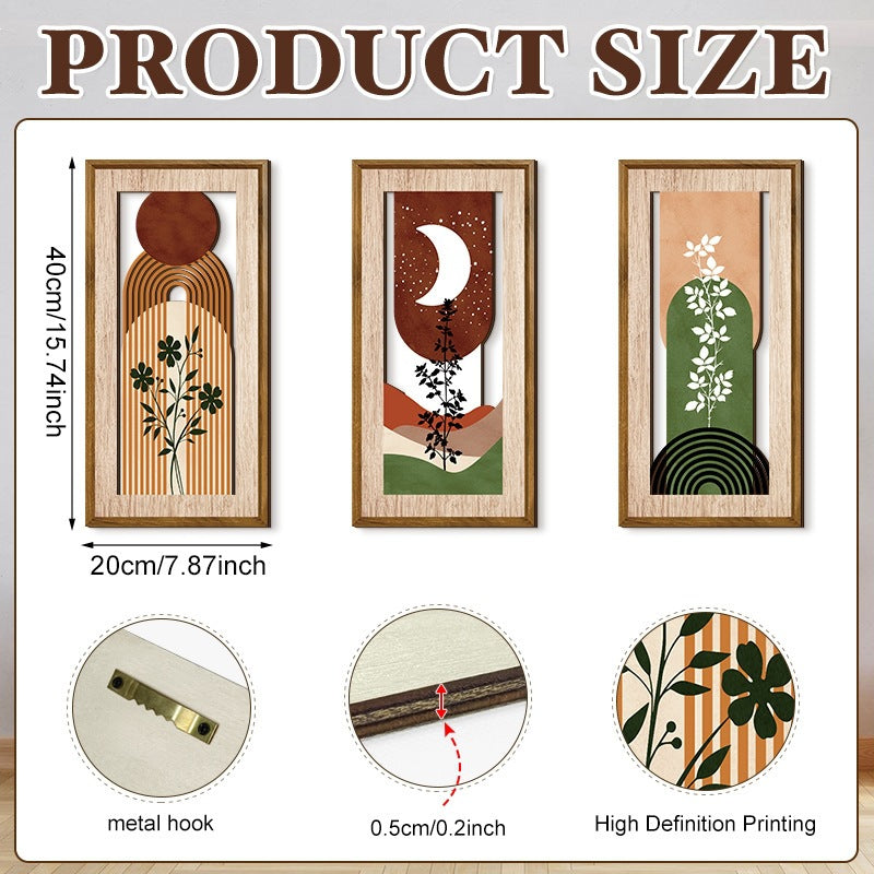 Rustic Wooden Wall Hanging Decor with Hollow Design for Bedroom and Living Room, Wall Art Decoration