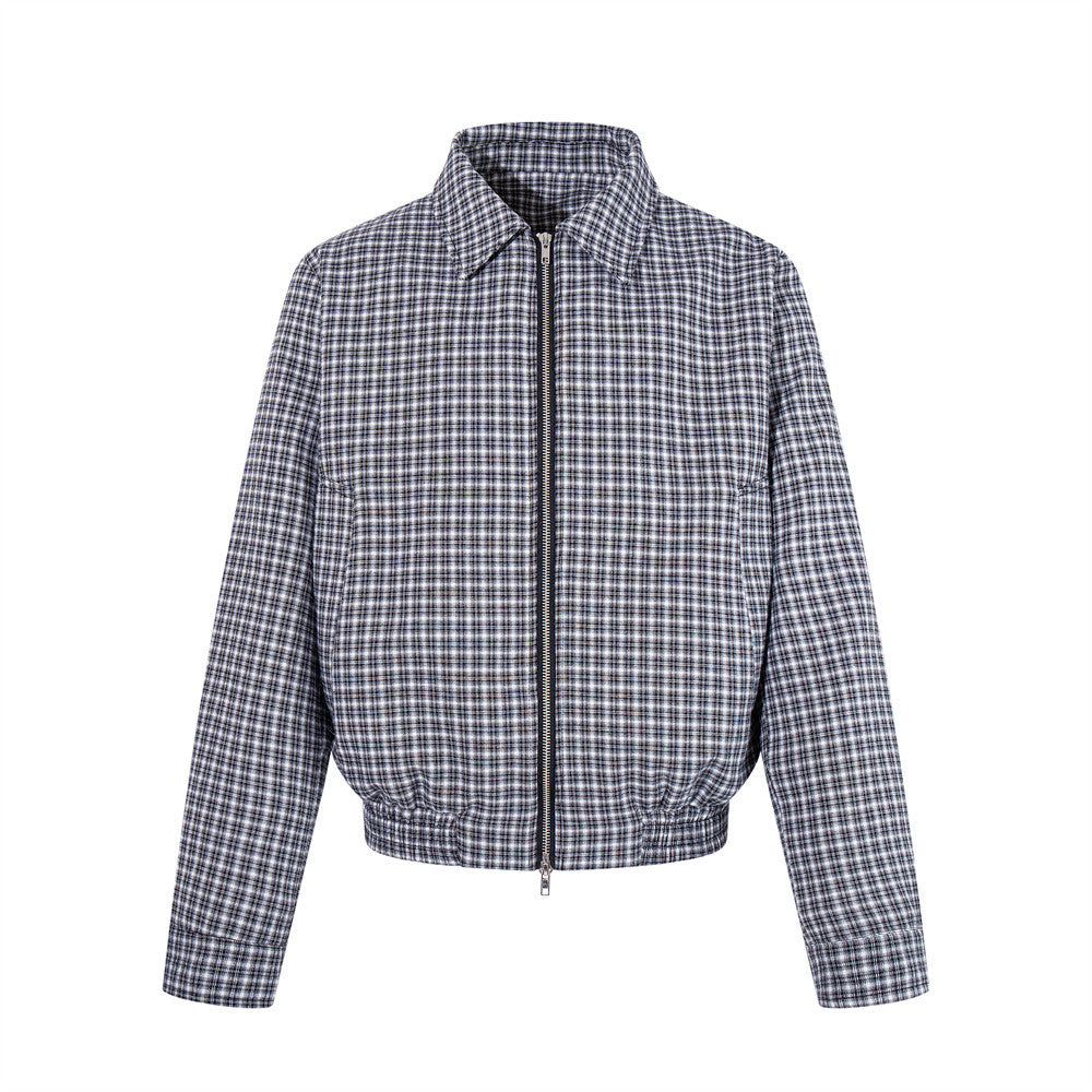 Plaid lapel short jacket