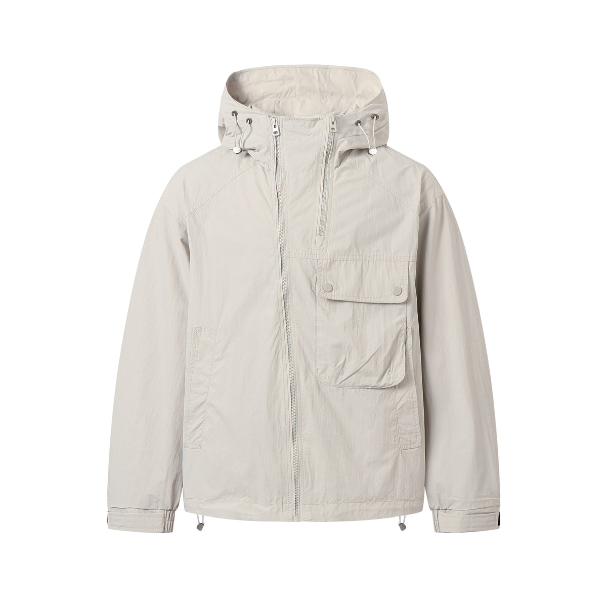 Outdoor Hooded Windbreaker  Loose Fit with 3D Pockets