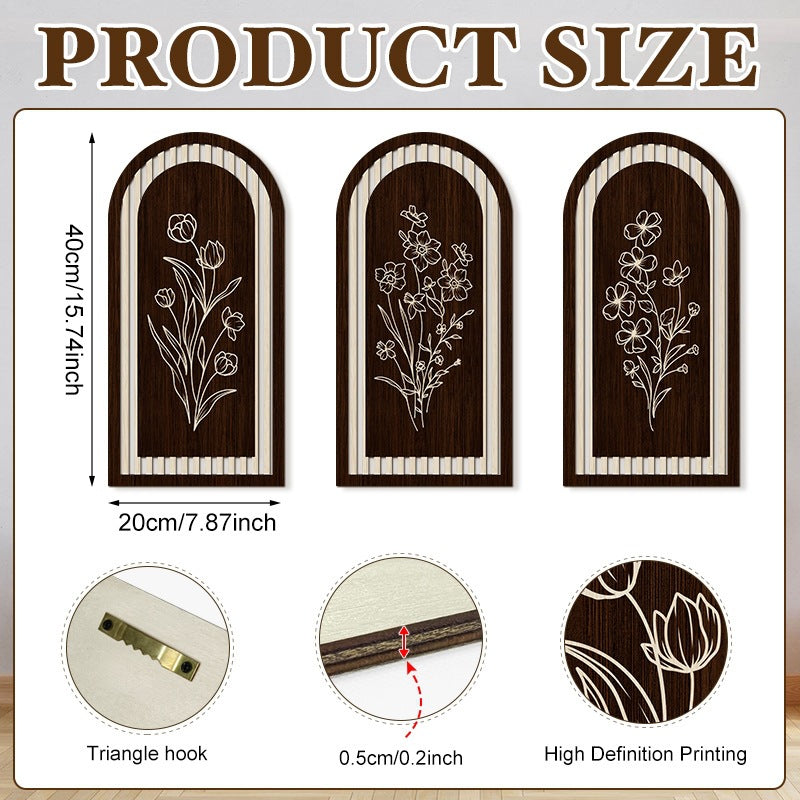 Rustic Wooden Wall Hanging Decor with Hollow Design for Bedroom and Living Room, Wall Art Decoration