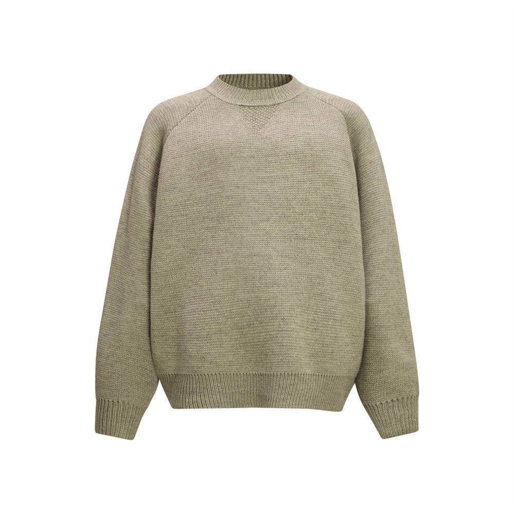 Loose solid color round neck sweater