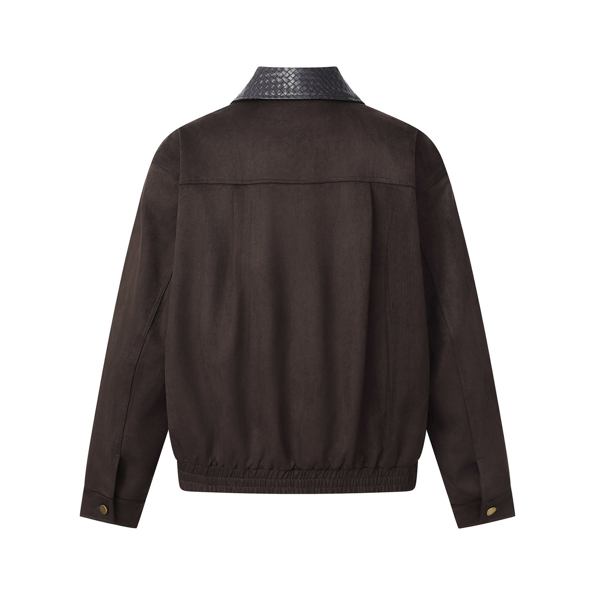 PU Leather Lapel Patchwork Jacket for Men Suede Workwear Jacket