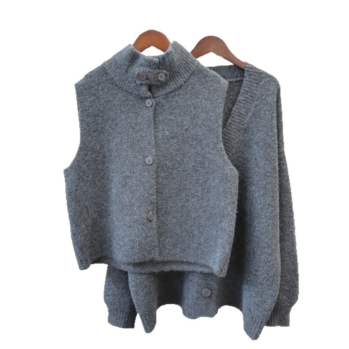 Two piece vest sweater jacket set