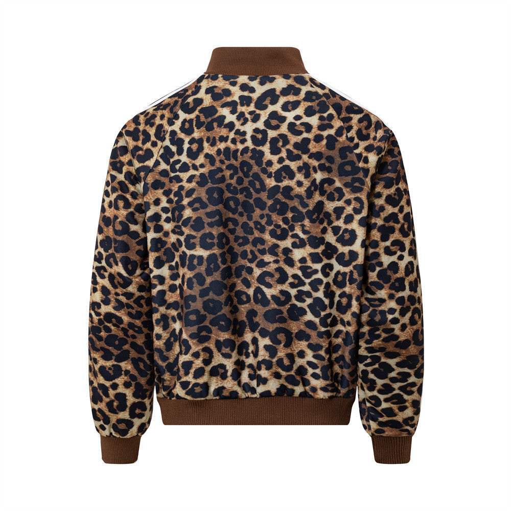 Loose stand up leopard print jacket