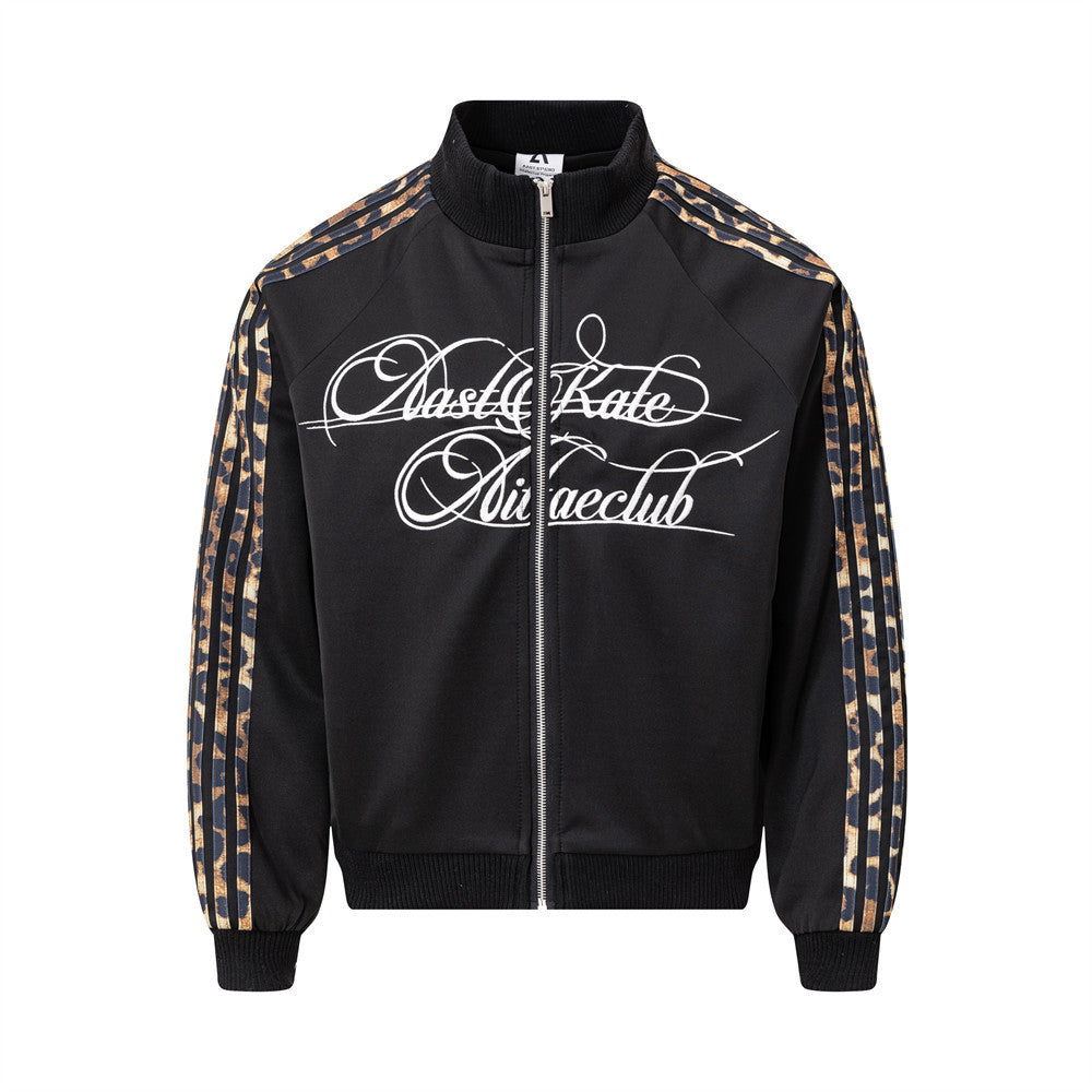 Loose stand up leopard print jacket