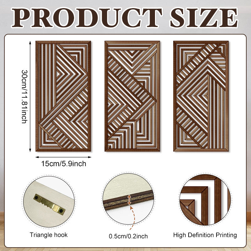 Rustic Wooden Wall Hanging Decor with Hollow Design for Bedroom and Living Room, Wall Art Decoration
