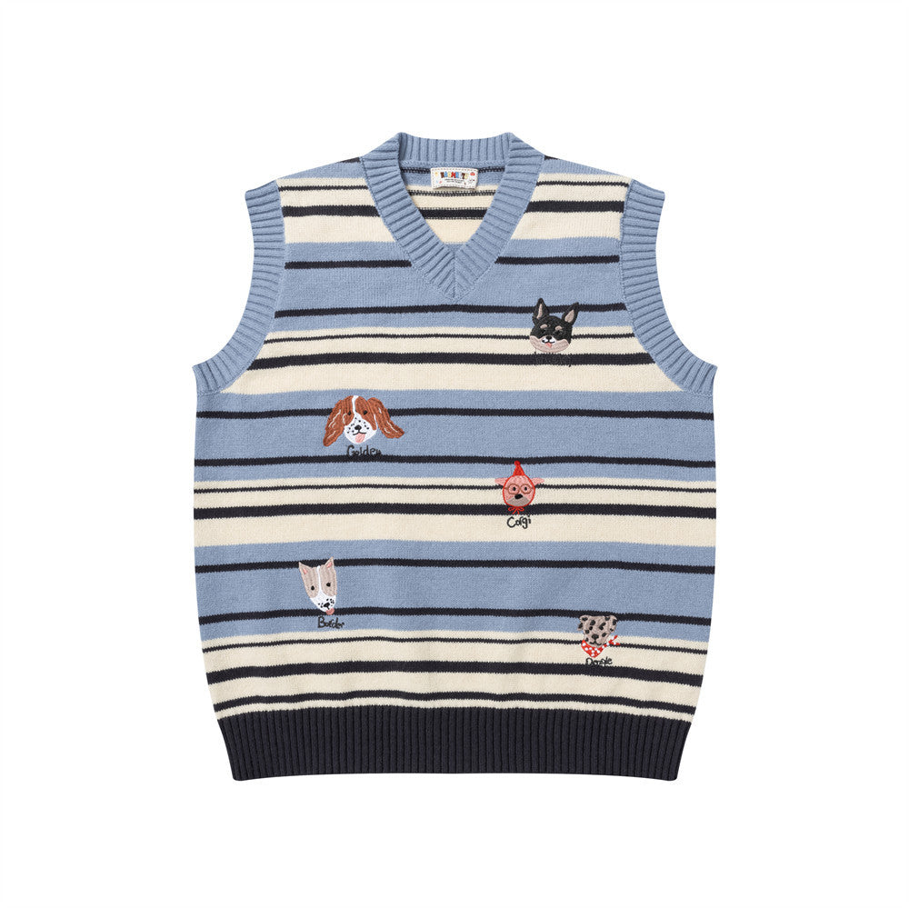 Contrast striped V-neck sweater