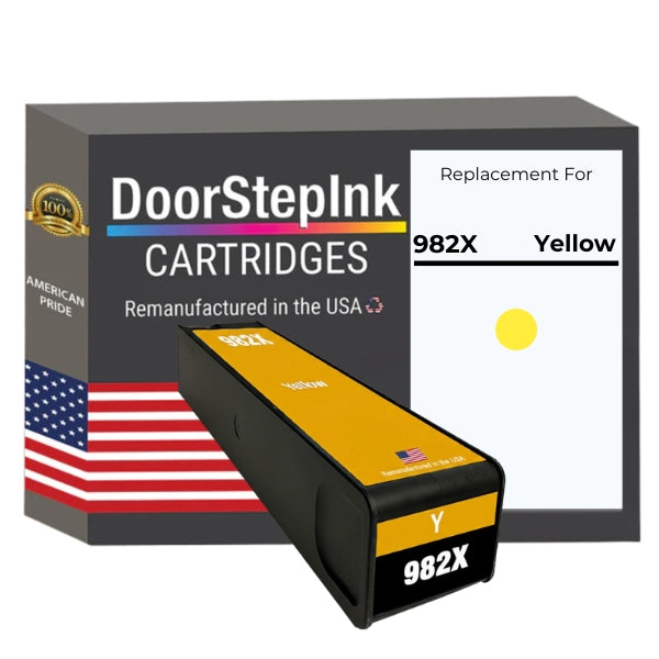 DoorStepInk Brand for HP 982X Yellow Remanufactured in the USA Ink Cartridge-T0B29A