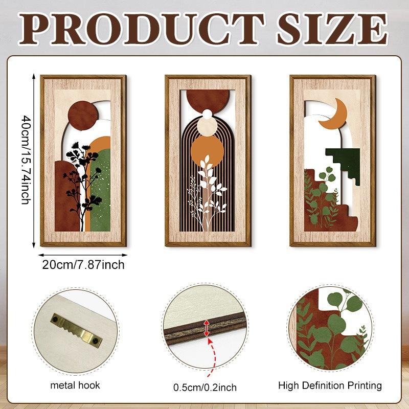 Rustic Wooden Wall Hanging Decor with Hollow Design for Bedroom and Living Room, Wall Art Decoration