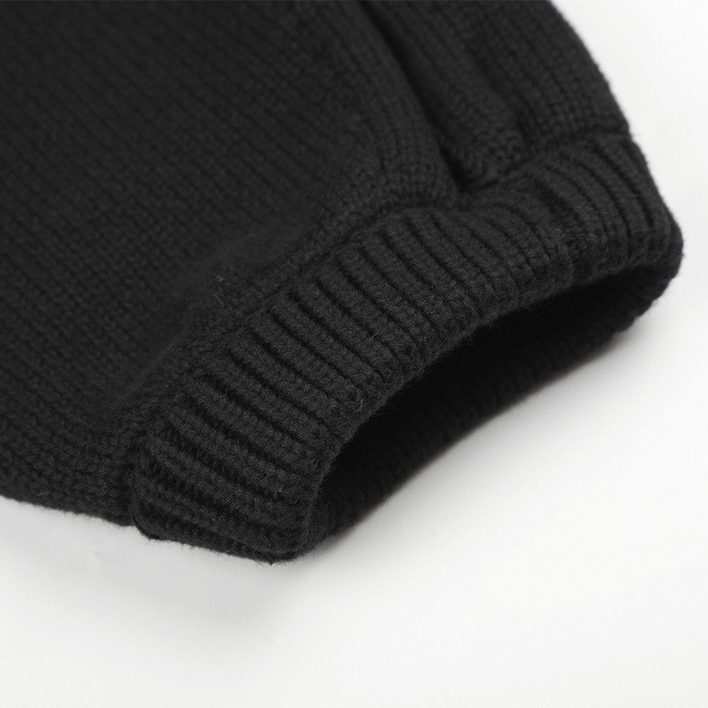 Irregular double zipper high neck sweater
