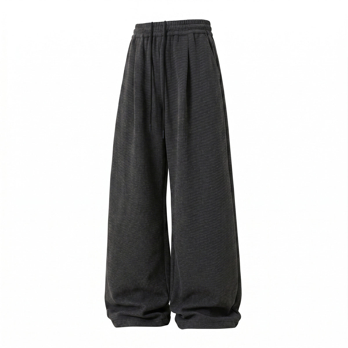 Subtle Patterned Slim Stripe Straight-Leg Casual Trousers for Men, Autumn Loose Drape Vintage Casual Long Pants
