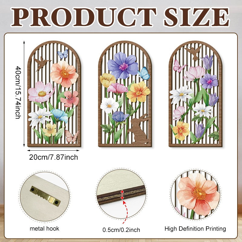 Rustic Wooden Wall Hanging Decor with Hollow Design for Bedroom and Living Room, Wall Art Decoration