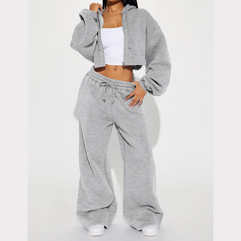 Long Sleeve Sporty Casual Hoodie Set for Women