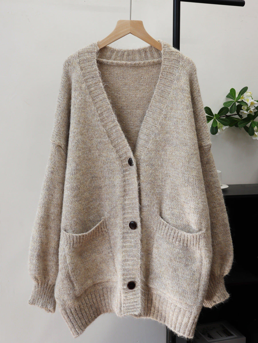 Loose V-neck cardigan sweater