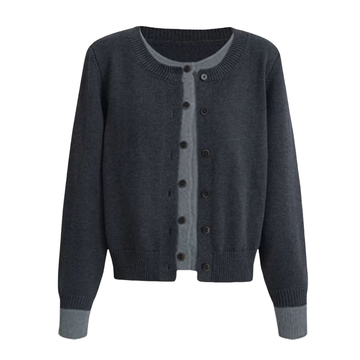 Single breasted contrasting color splicing fake two-piece jacket