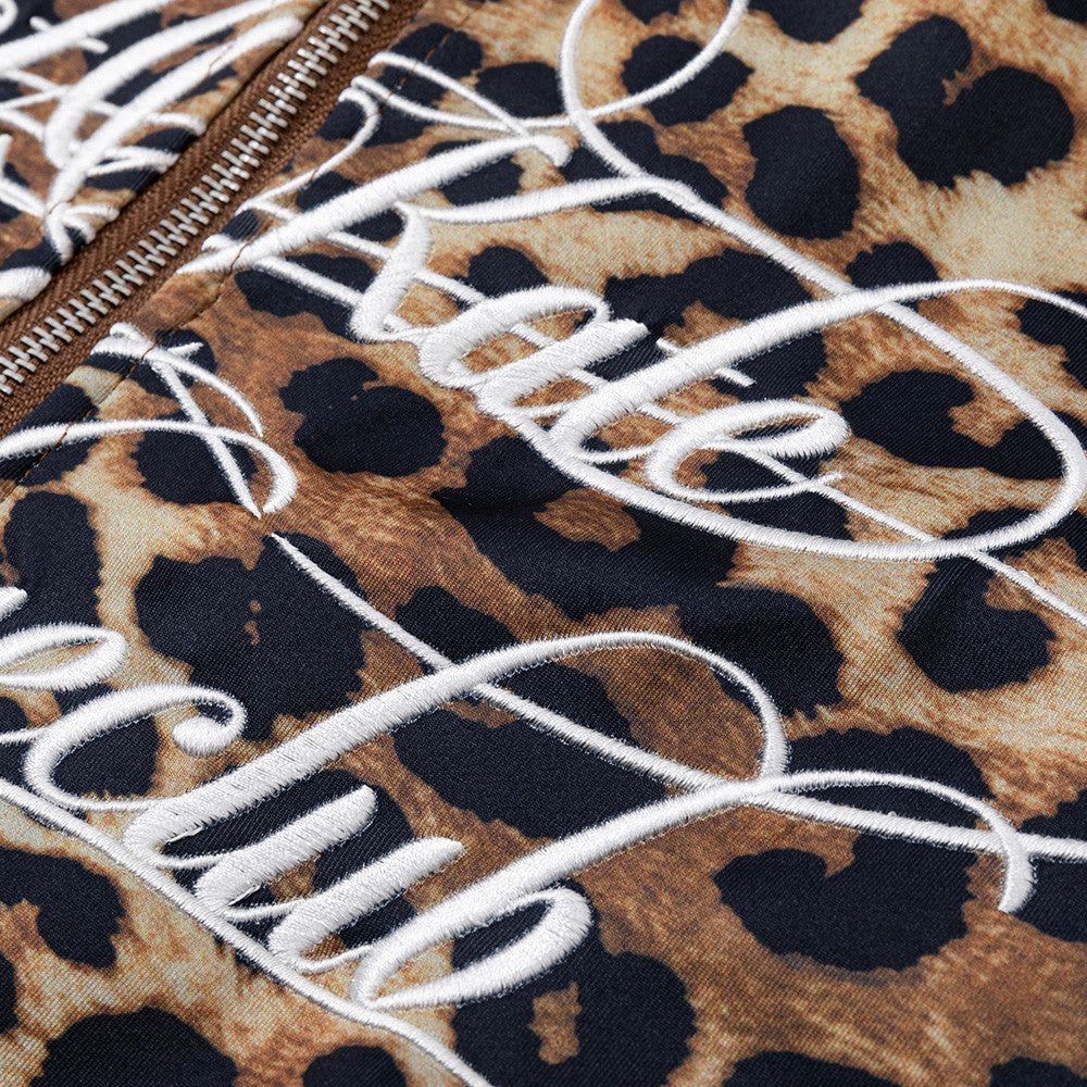 Loose stand up leopard print jacket