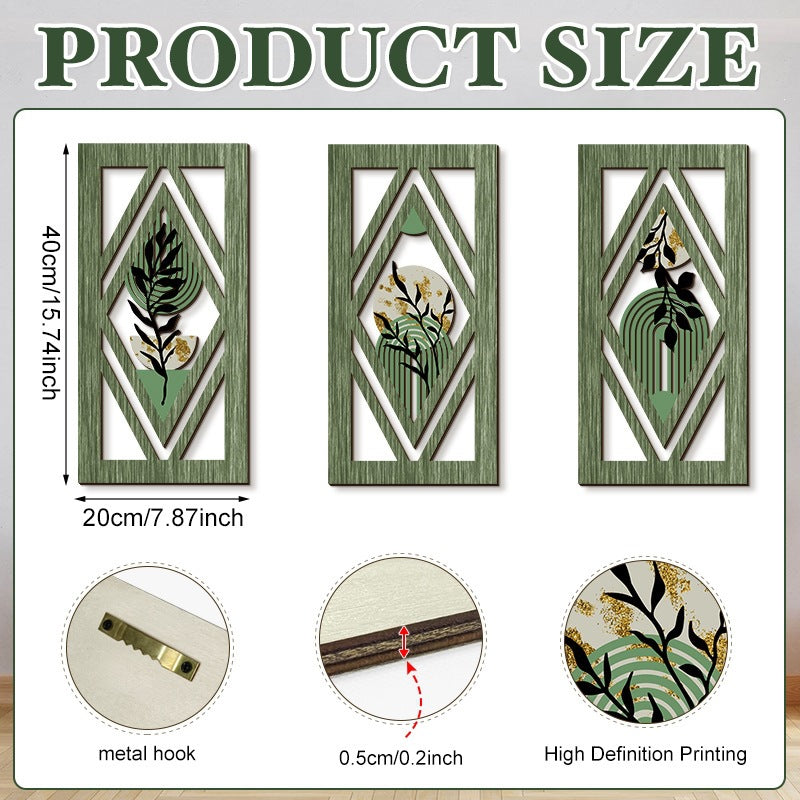 Rustic Wooden Wall Hanging Decor with Hollow Design for Bedroom and Living Room, Wall Art Decoration