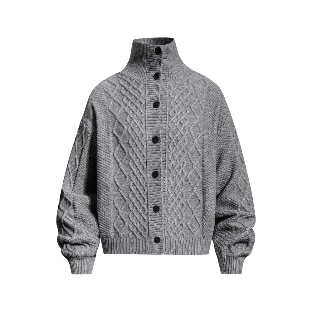 High neck knitted cardigan