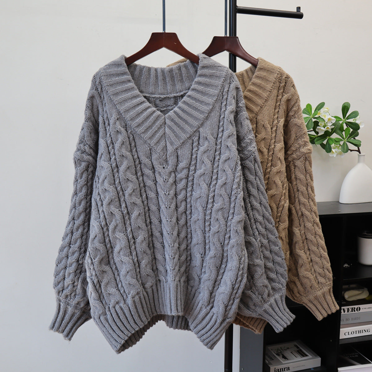 V-neck pullover sweater