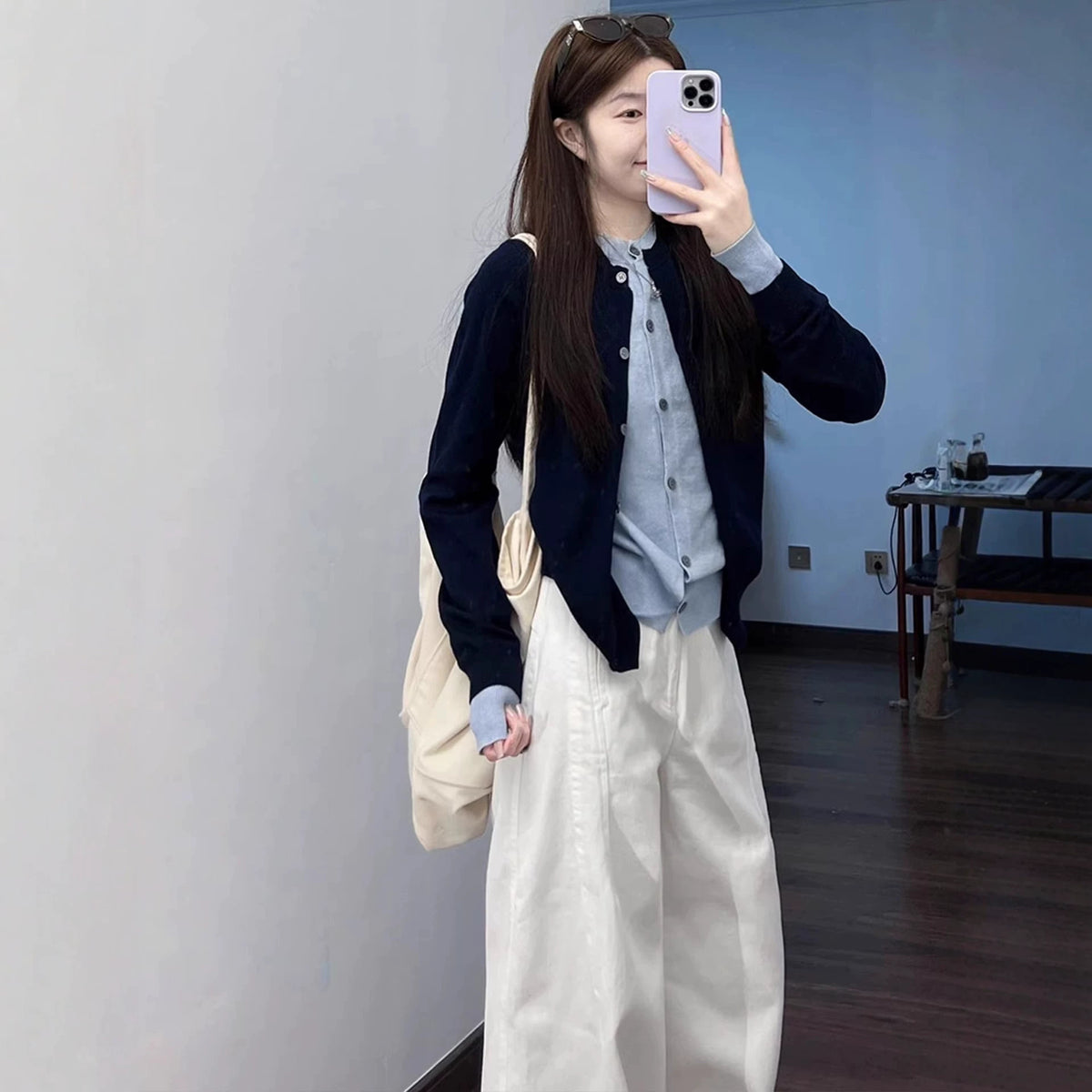 Single breasted contrasting color splicing fake two-piece jacket