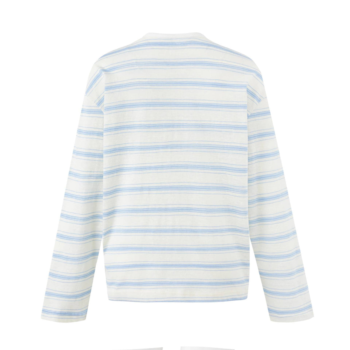 Faded Letter Pleated Henley Stripe Long Sleeve T-Shirt for Men