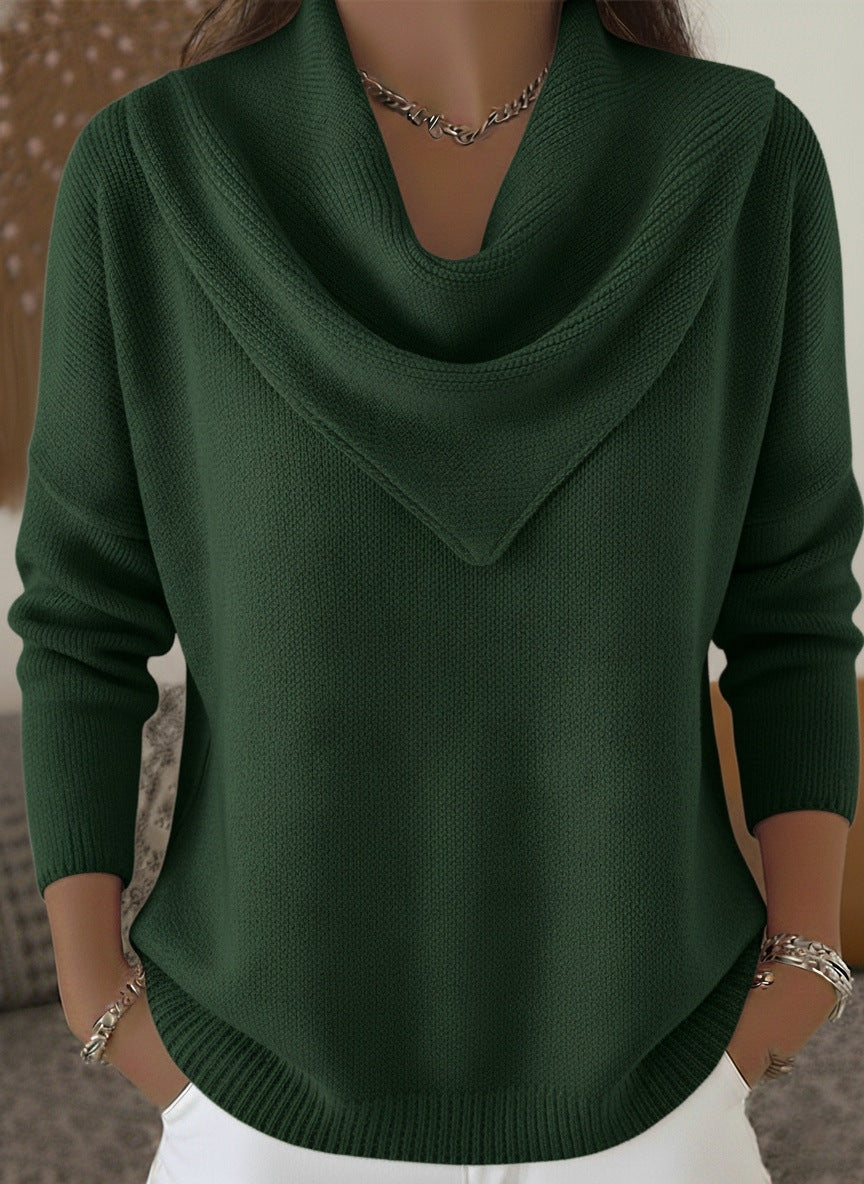 Solid color long sleeved sweater for autumn and winter