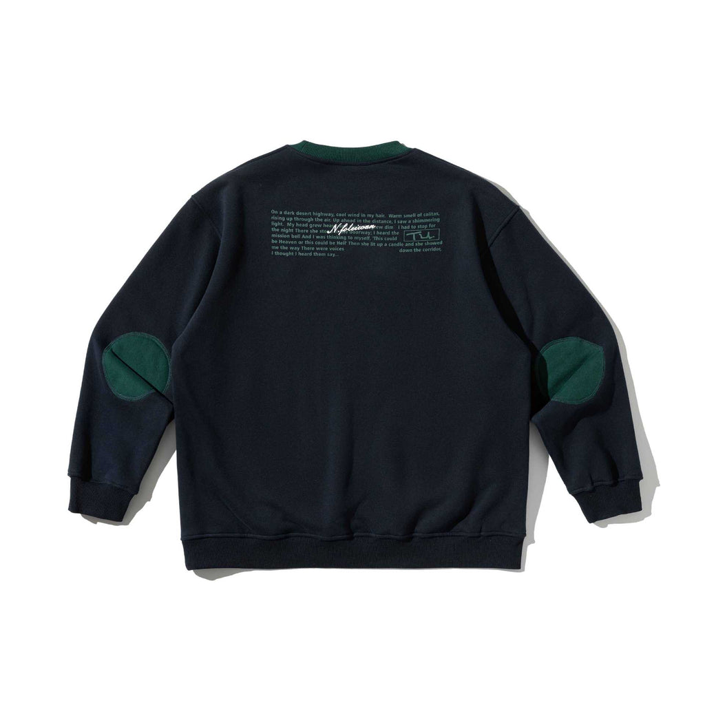 Printed Crewneck Fleece Hoodie Men's Patchwork Pullover