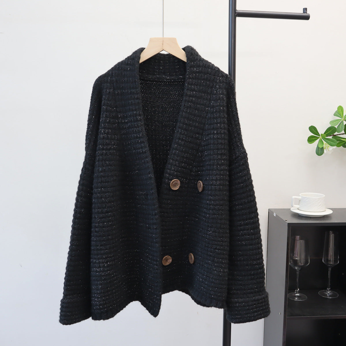 Loose long sleeved V-neck sweater