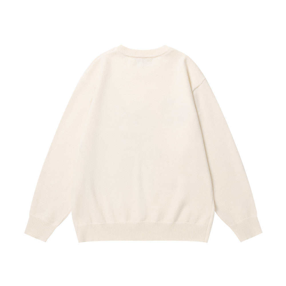 Dog cartoon jacquard round neck sweater