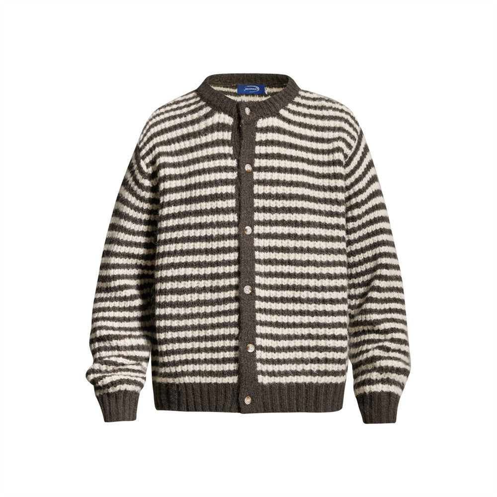 Contrast striped round neck knitted sweater