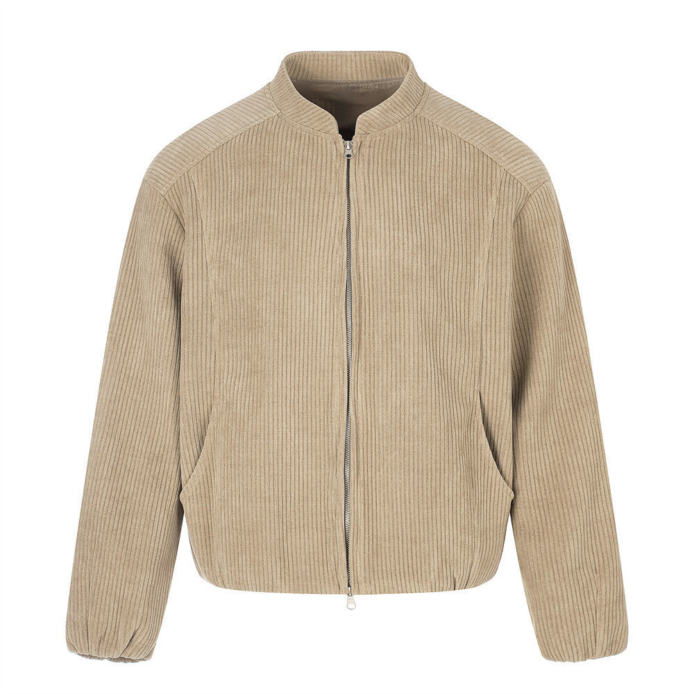 Sports suit with double zipper stand up collar jacket