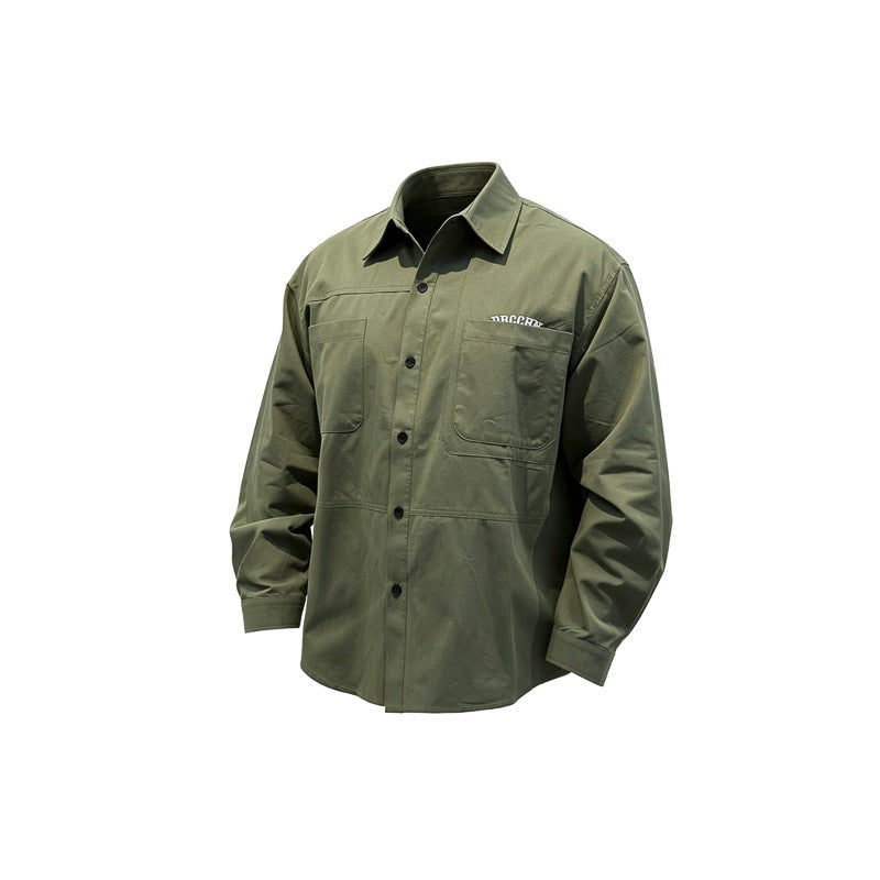 Minimalist Embroidered Workwear Long Sleeve Casual Loose Versatile Shirt