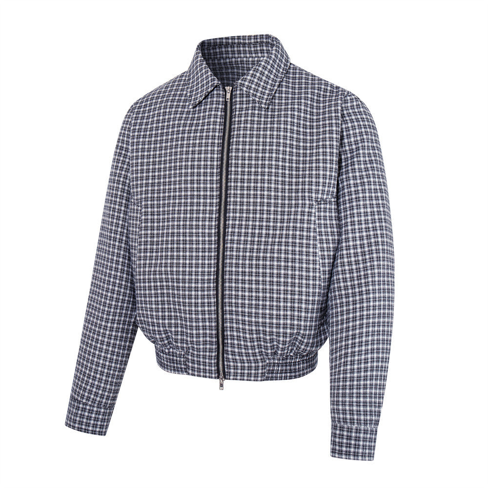 Plaid lapel short jacket