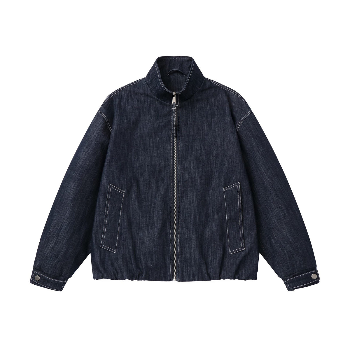 Original Color Denim Button Closure Stand-up Collar Casual Men's Jacket