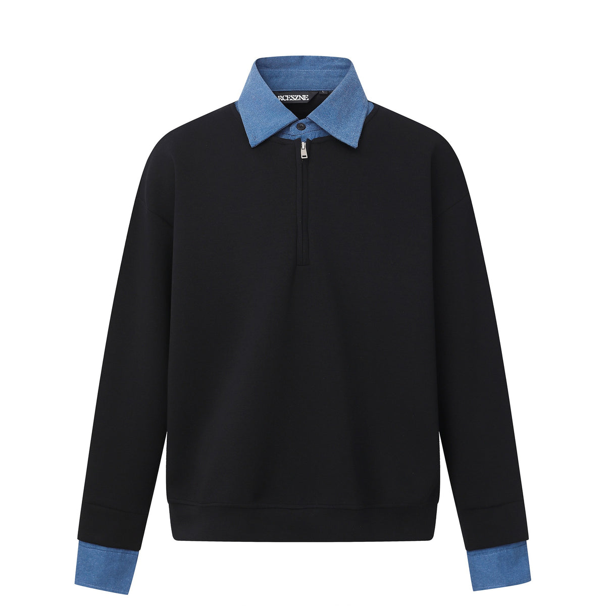 Shirt-style  Long Sleeve Mock Two-Piece Design Loose Fit Hoodie for Men