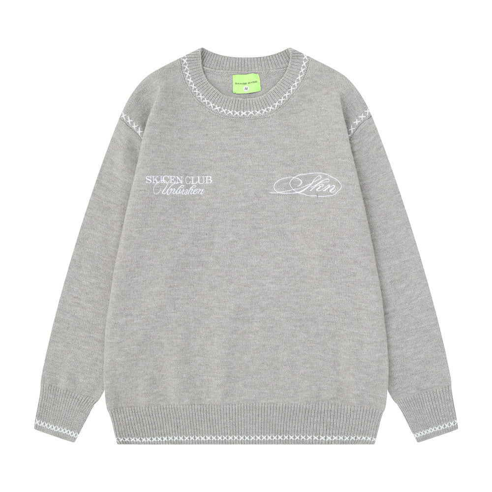 Loose round neck sweater for men