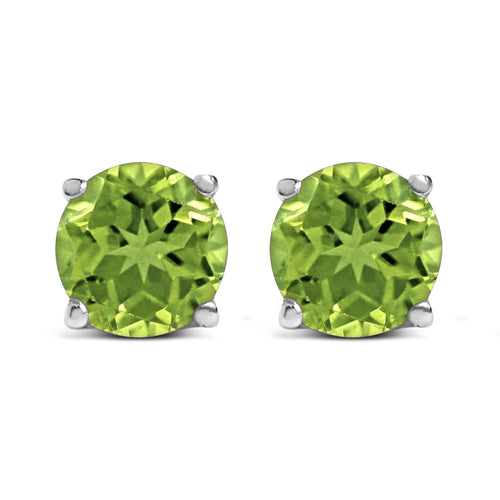 14K Gold 5X5MM Round Gemstone Solitaire Stud Earrings