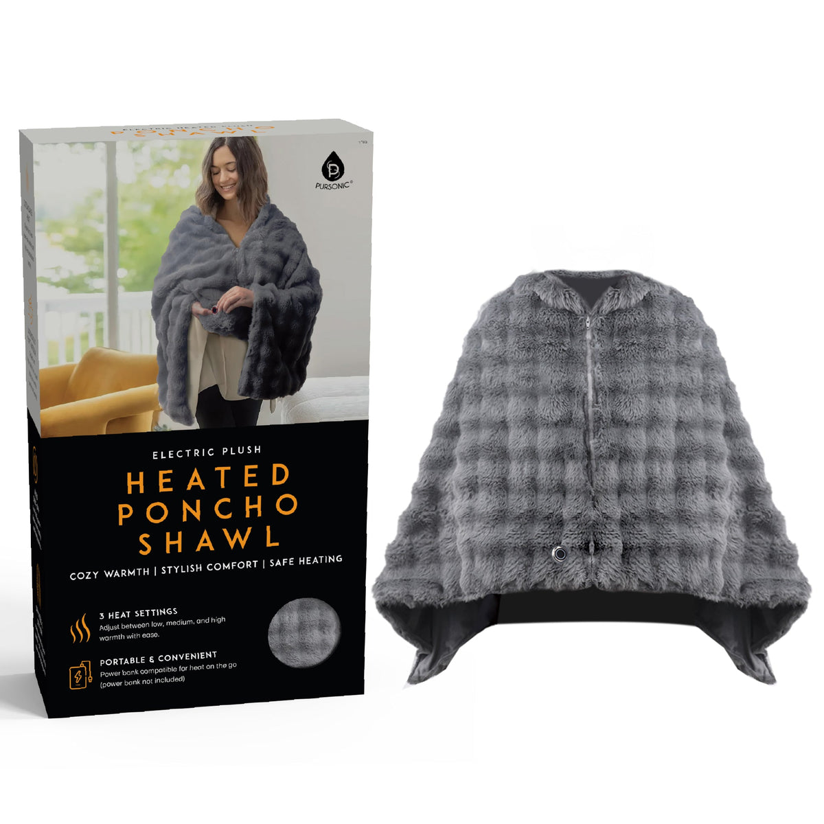 Electric Heated Poncho Shawl & Heated Vibrating Foot Spa Set