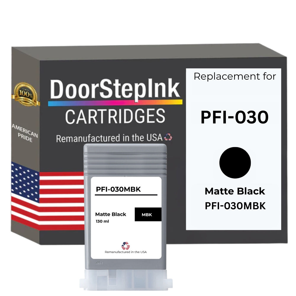 DoorStepInk Brand for Canon PFI-030 130mL Matte Black Remanufactured in the USA Ink Cartridges, 3488C001