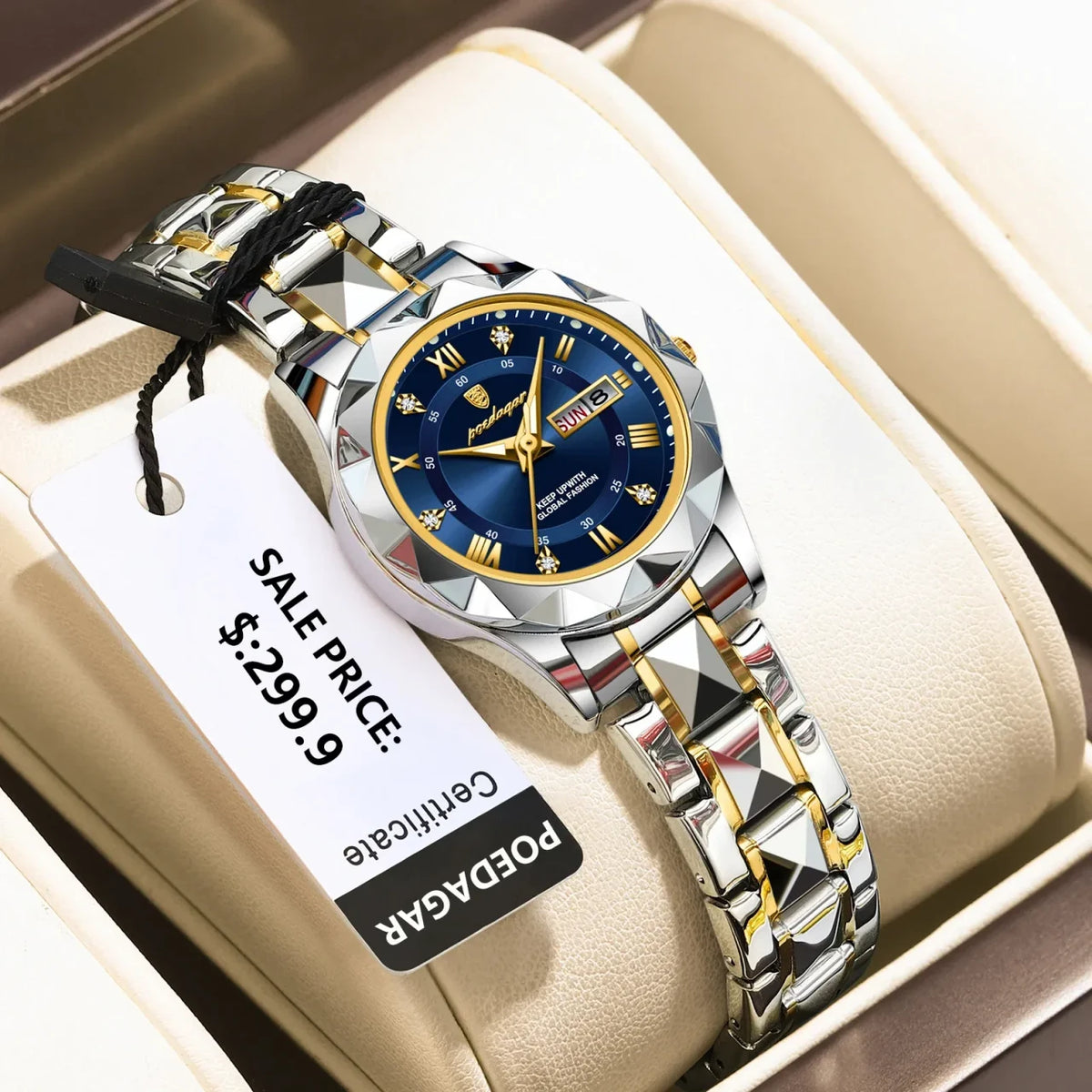 Color: Ivory - POEDAGAR Luxury Ladies Dress Watch Luminous Waterproof Week Date Woman Wristwatch St