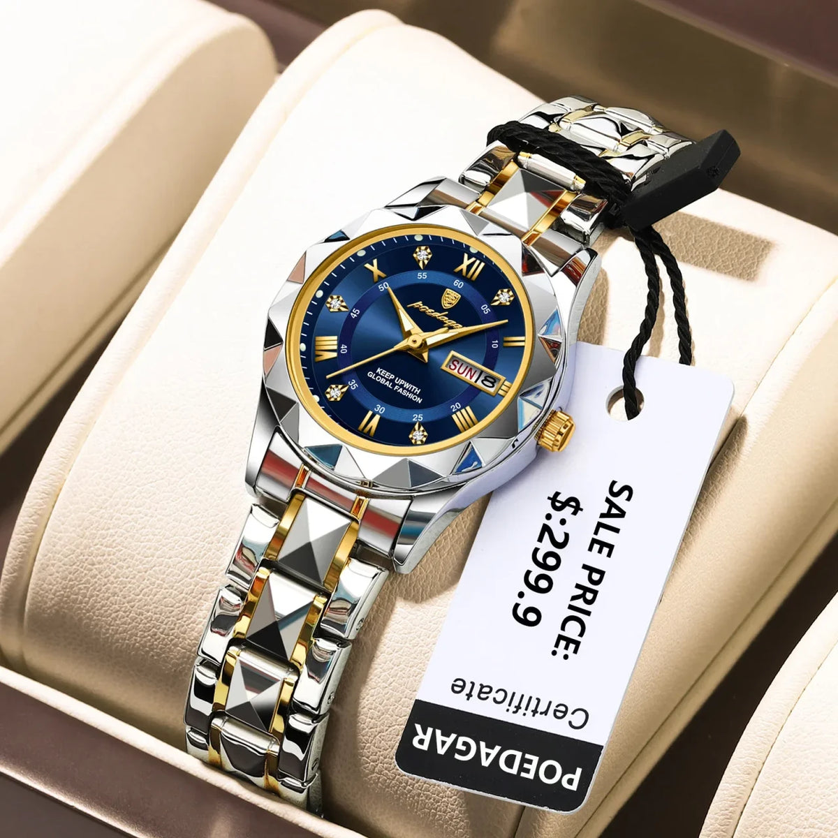 Color: Ivory - POEDAGAR Luxury Ladies Dress Watch Luminous Waterproof Week Date Woman Wristwatch St
