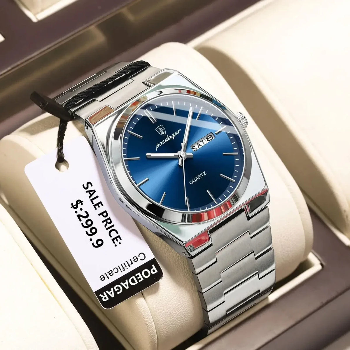 Color: Brown - POEDAGAR Luxury Watch For Man Waterproof Luminous Date Week Stainless Steel Men Watc