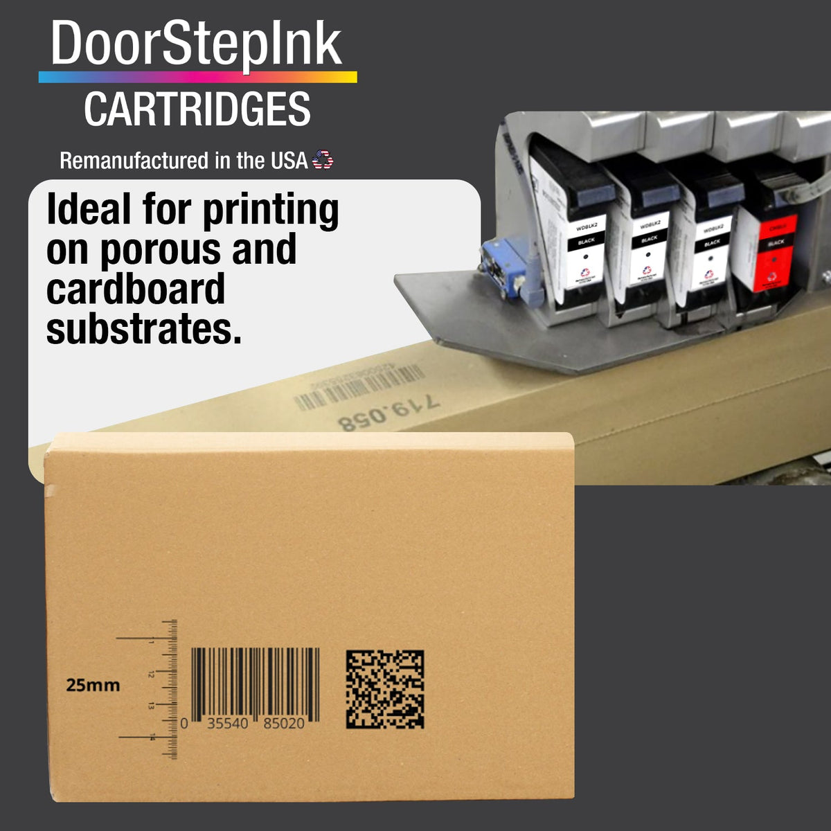 DoorStepInk TIJ Pigment Dark Black Ink Cartridge Made in the USA