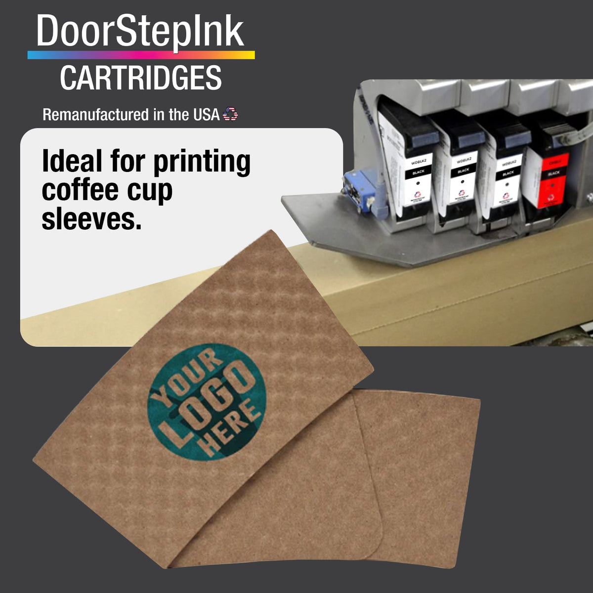 DoorStepInk TIJ Pigment Dark Black Ink Cartridge Made in the USA