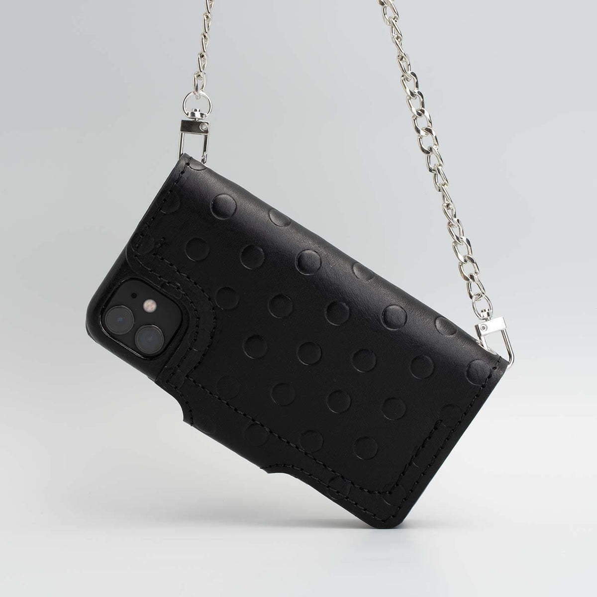 Leather crossbody case for iPhone 11 - Polka